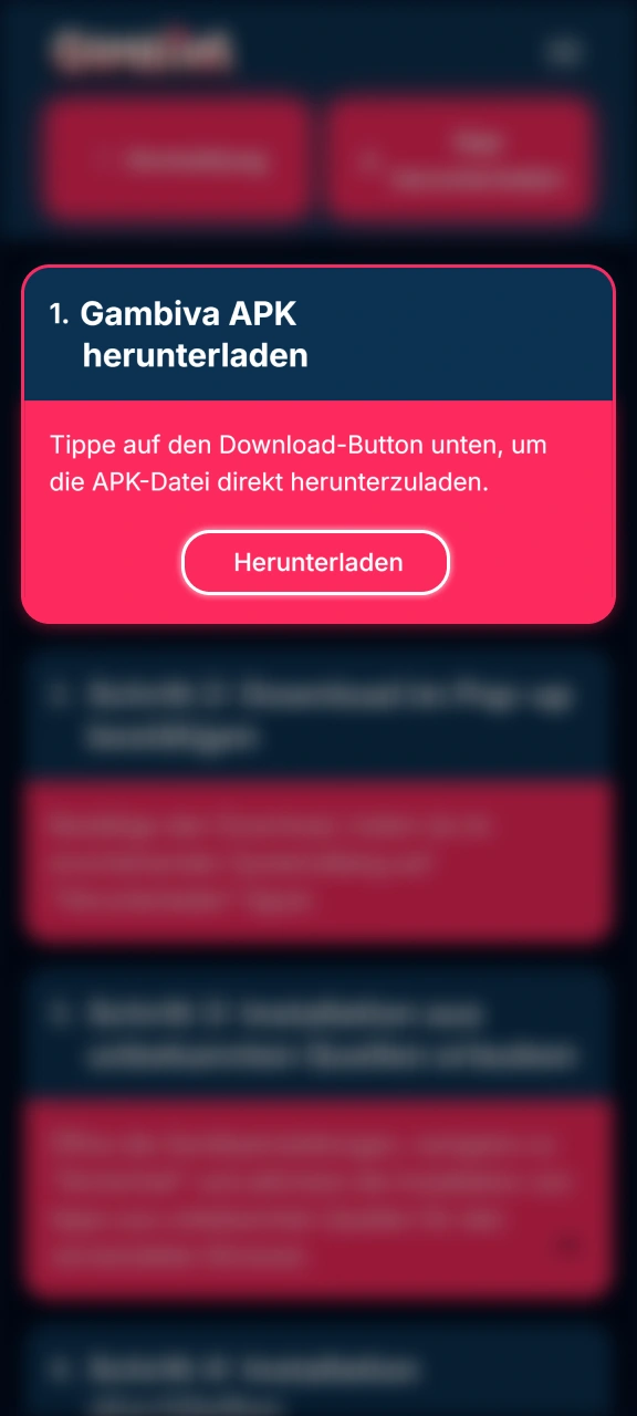 Sichern Sie sich die Installationsdatei direkt auf Ihr Gambiva Mobilgerät.