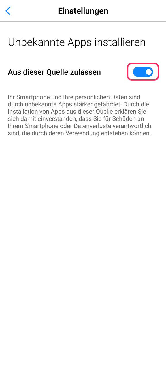 Passen Sie Ihre Smartphone-Sicherheitseinstellungen für die Nutzung von Gambiva an.