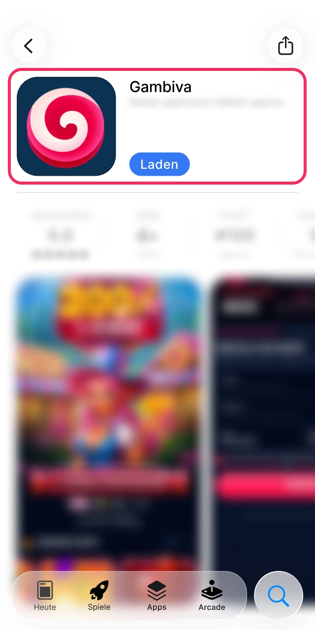 Starten Sie die Installation der Gambiva Anwendung auf Ihrem iPhone.