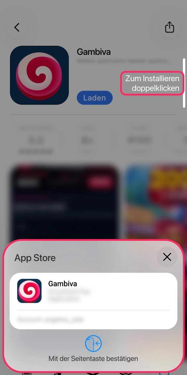 Verifizieren Sie die Einrichtung der Gambiva Anwendung über Ihre Apple-ID.
