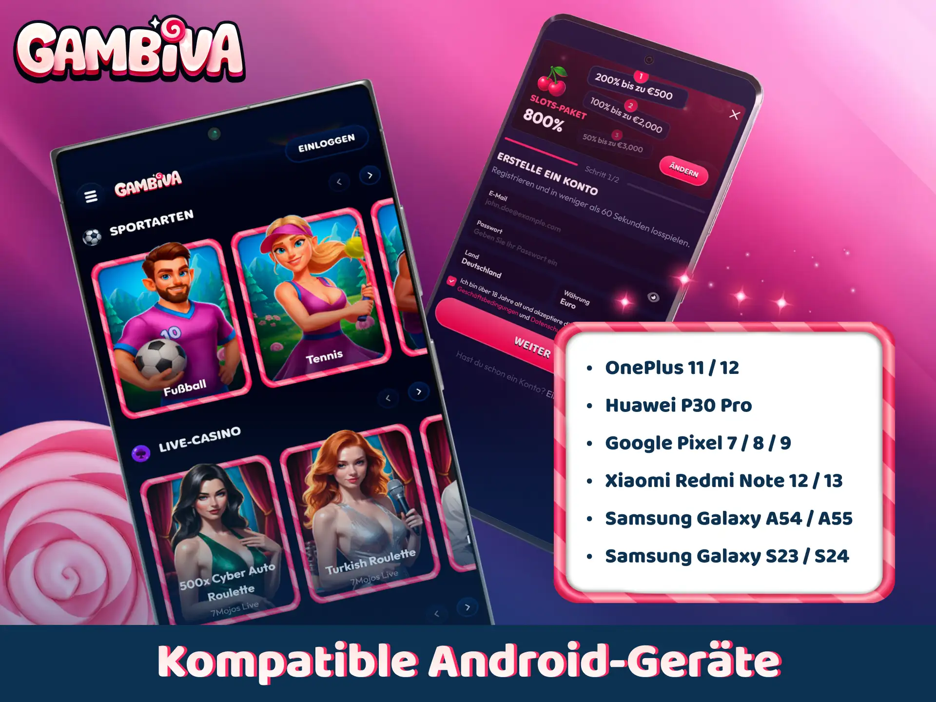 Überprüfen Sie die Liste der unterstützten Smartphones für die Gambiva App.