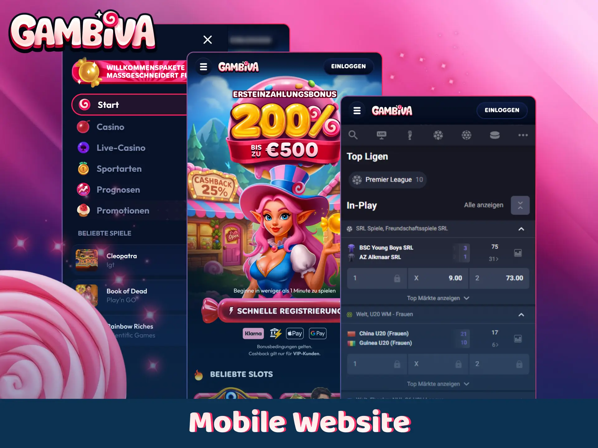 Nutzen Sie die optimierte Web-Plattform im Browser für Ihr Gambiva Konto.