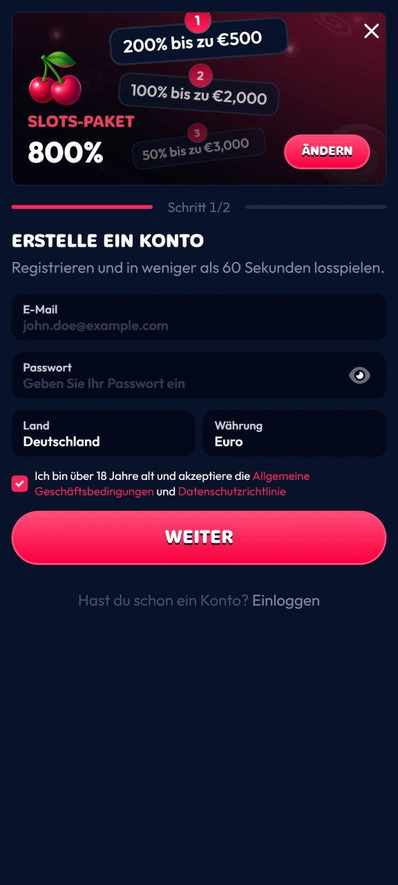 Erstellen Sie Ihr neues Spielerkonto in der offiziellen Gambiva App.
