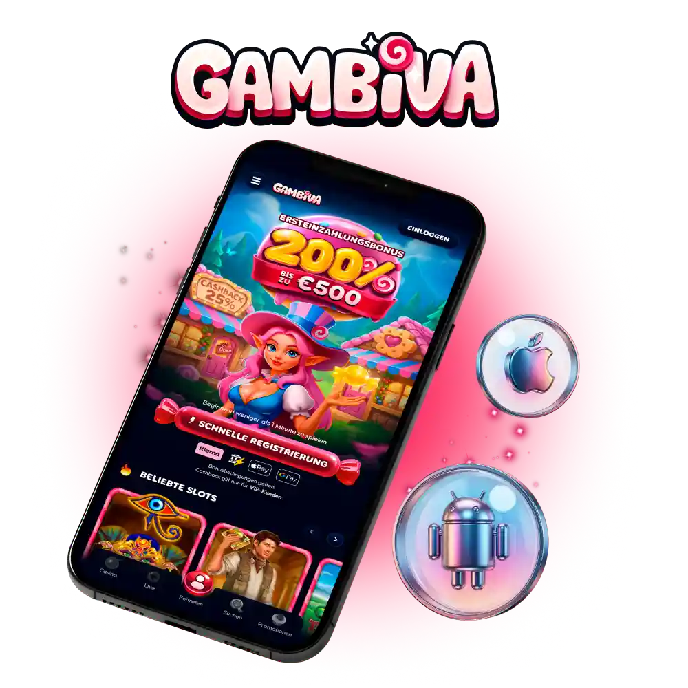 Sichern Sie sich die mobile Gambiva Anwendung für Ihr Smartphone.