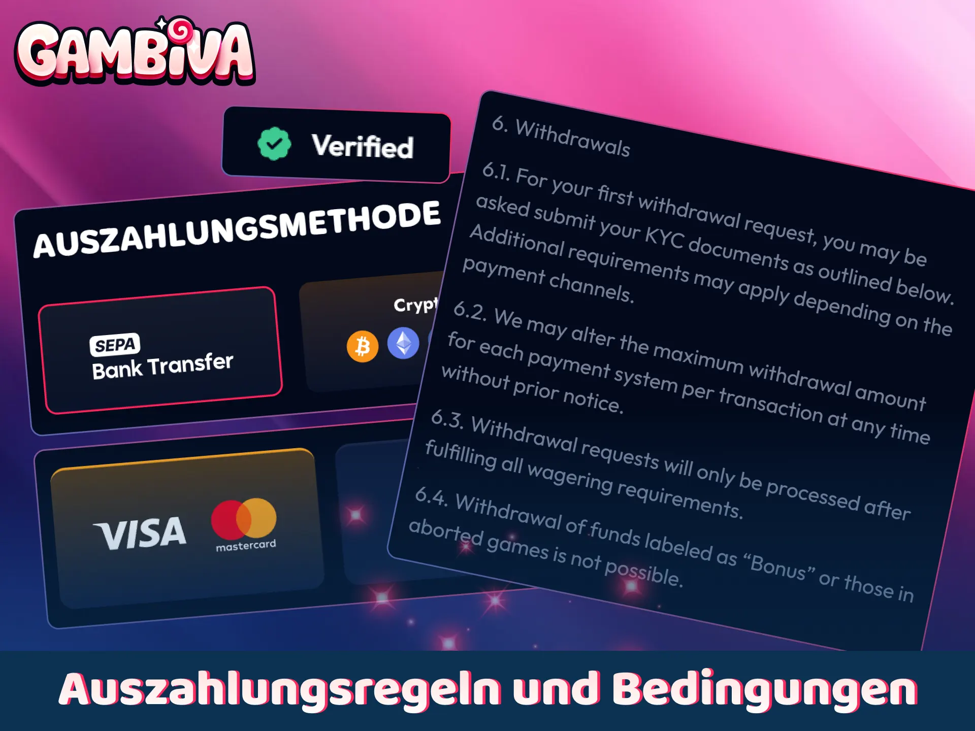 Erfahren Sie alles über die Richtlinien für Auszahlungen bei Gambiva.