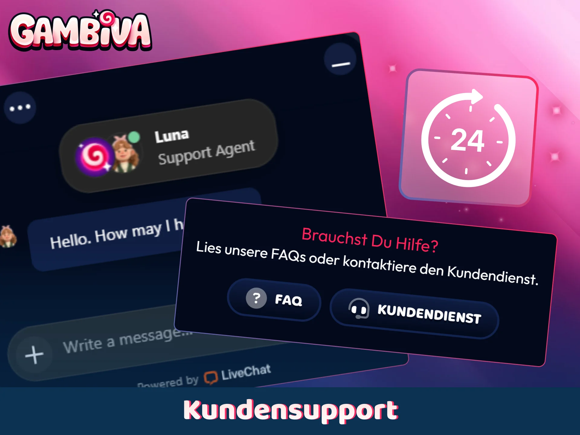 Kontaktieren Sie das Service-Team für schnelle Hilfe bei Gambiva.