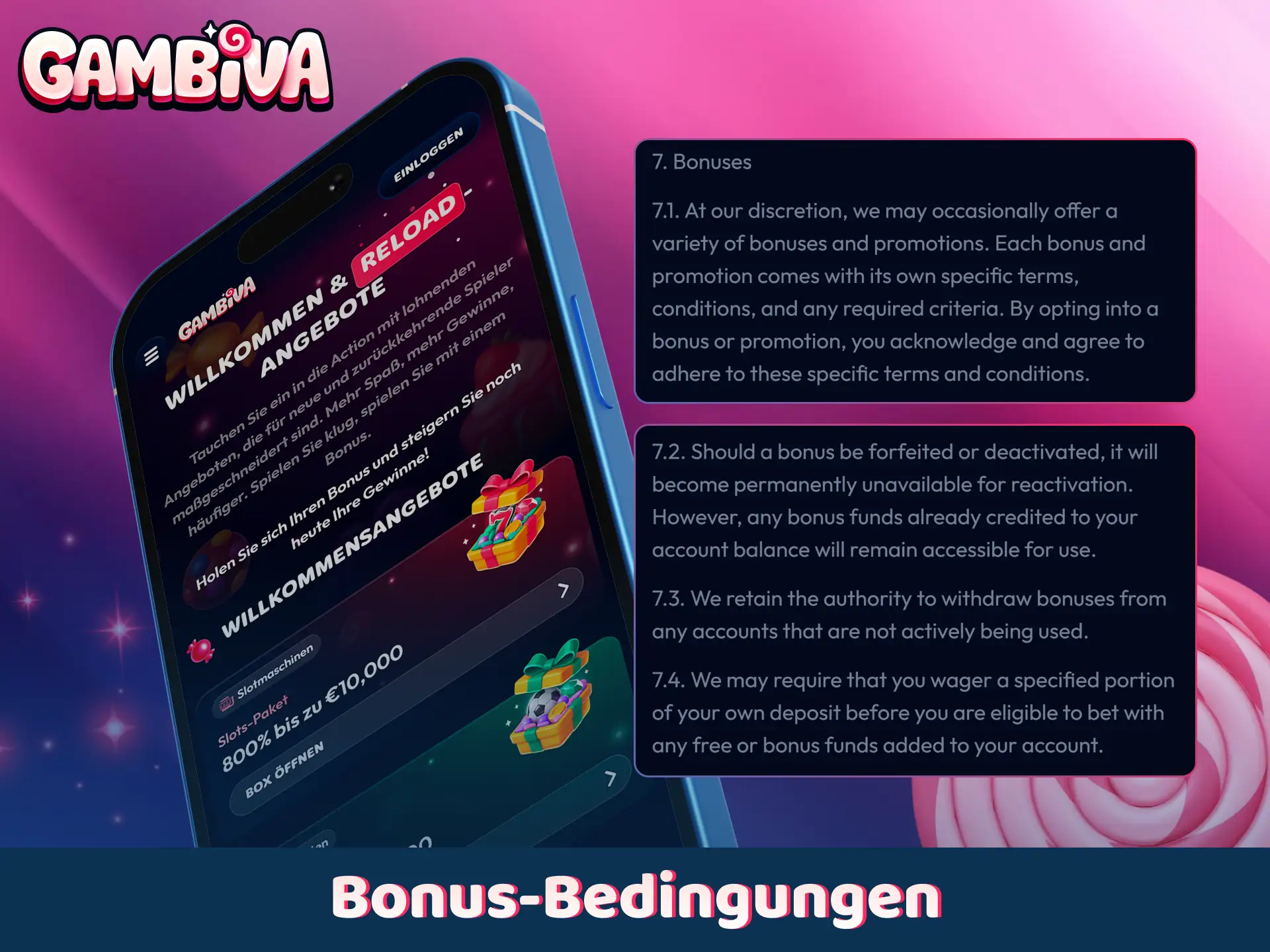 Informieren Sie sich über die fairen Umsatzregeln bei Gambiva.