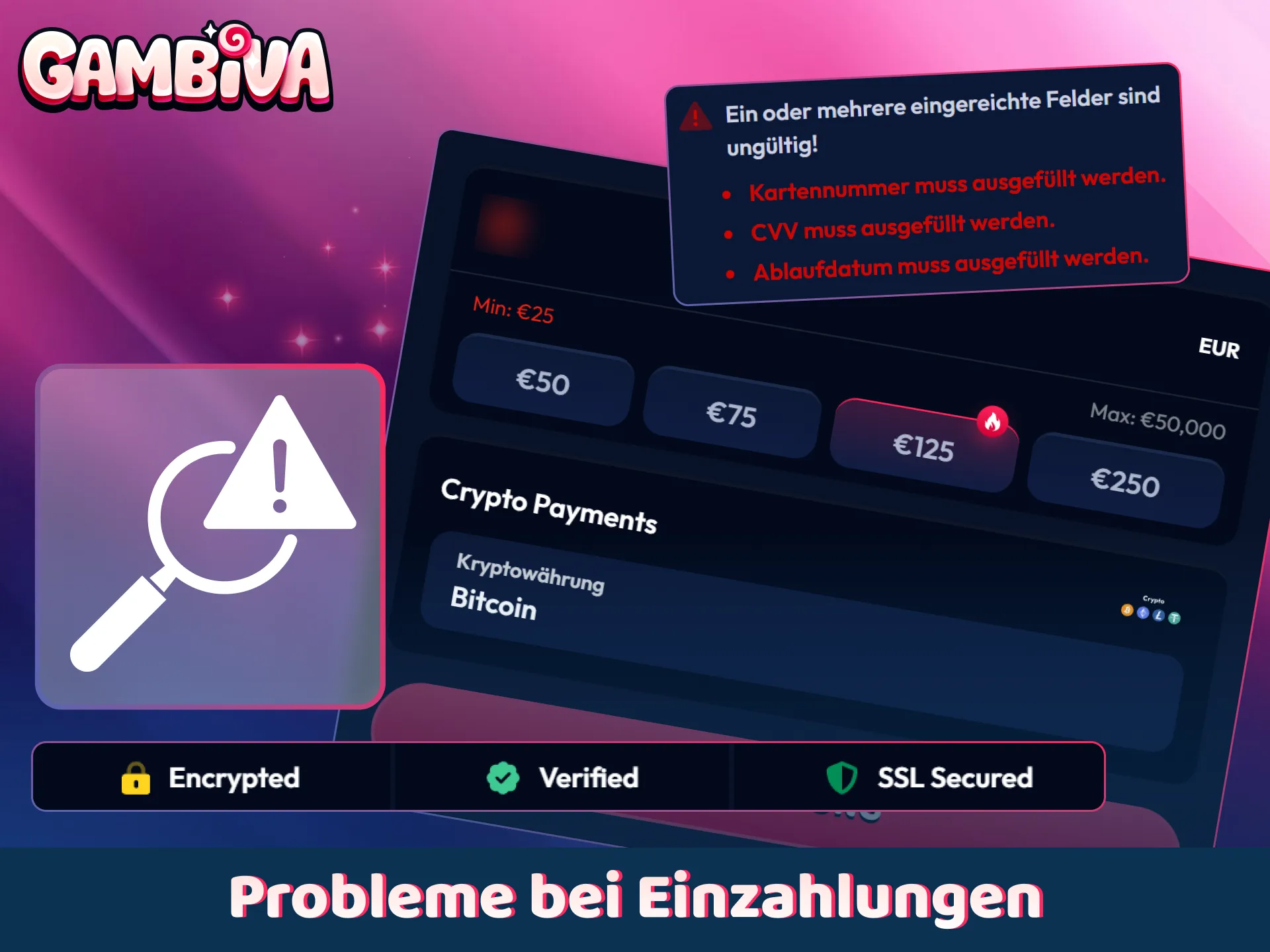Lösen Sie eventuelle Schwierigkeiten beim Aufladen Ihres Guthabens bei Gambiva.