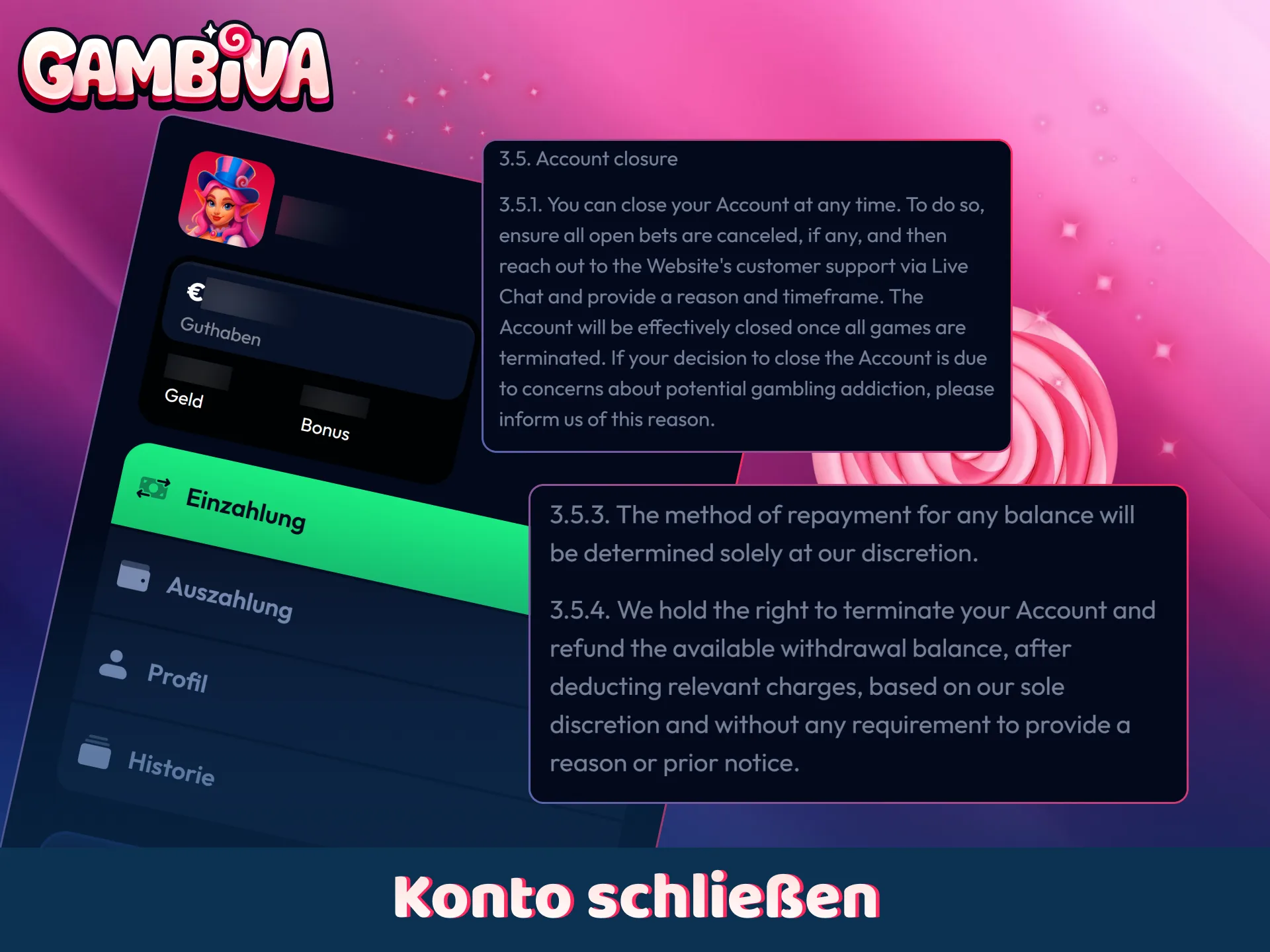 Folgen Sie den offiziellen Schritten zur dauerhaften Kontoschließung bei Gambiva.
