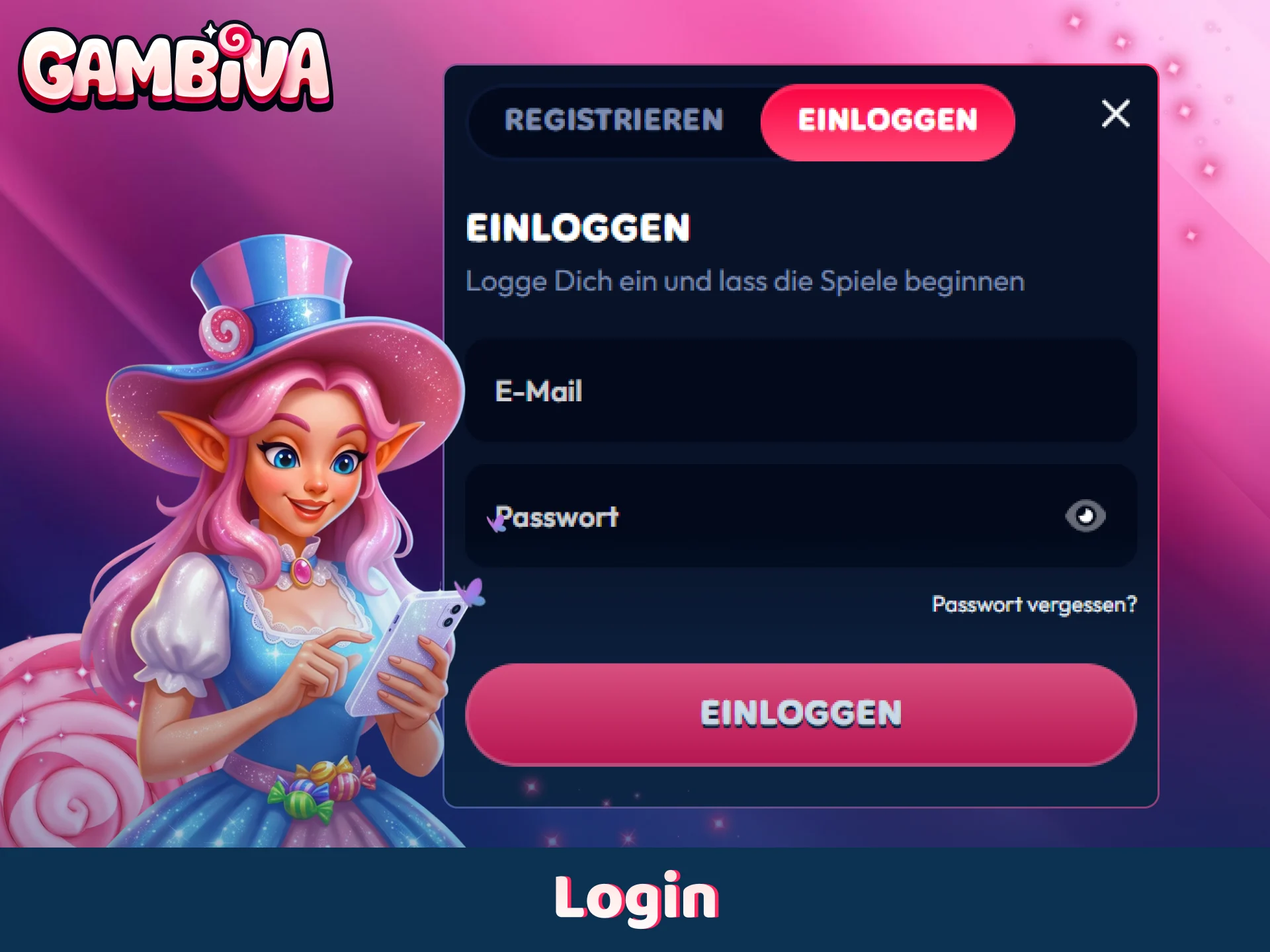 Melden Sie sich in Ihrem persönlichen Benutzerkonto auf Gambiva an.