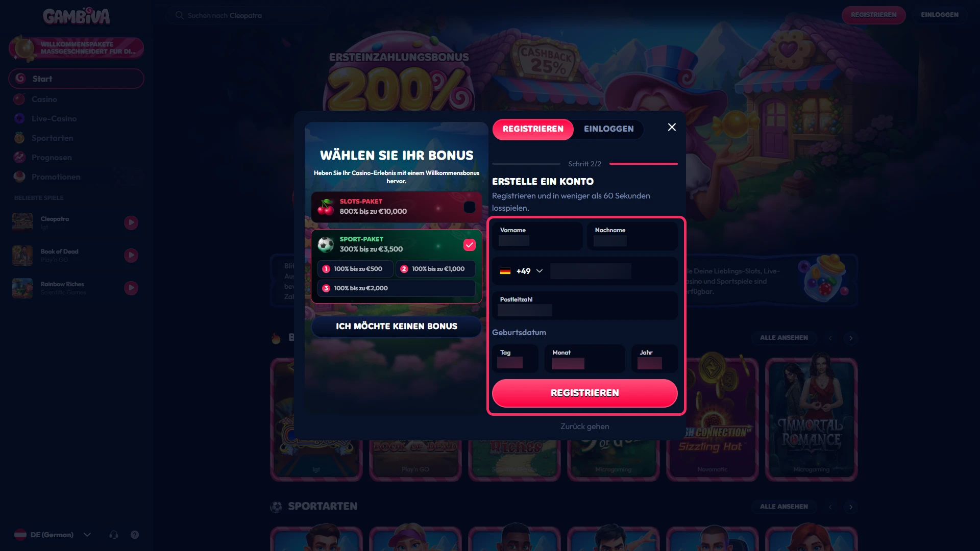 Erstellen Sie ein sicheres Kennwort für Ihren neuen Gambiva Account.