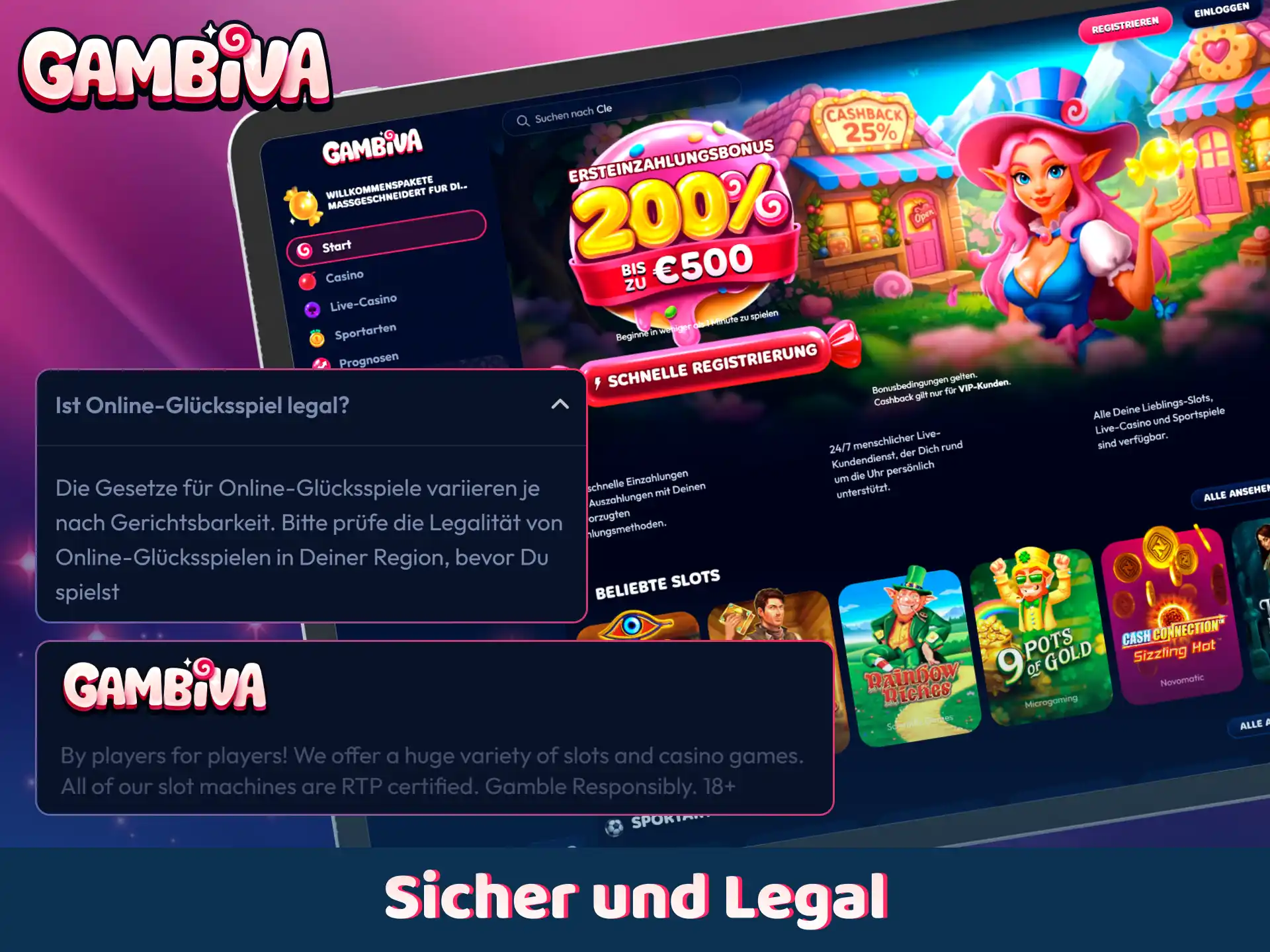 Prüfen Sie die offiziellen Lizenzen und Sicherheitszertifikate von Gambiva.