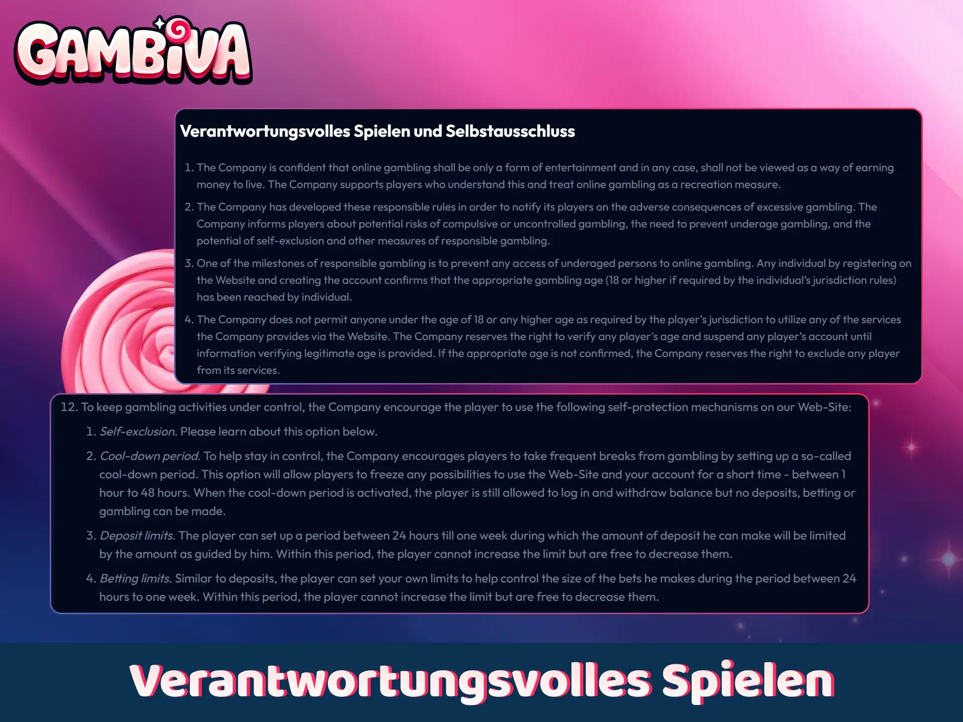 Setzen Sie persönliche Limits für ein sicheres Vergnügen bei Gambiva.